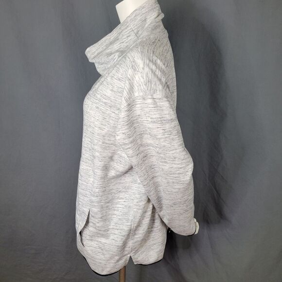 Tek Gear Heather Gray Mock Neck Kangaroo Pocket Pullover Sweatshirt - Picture 2 of 7